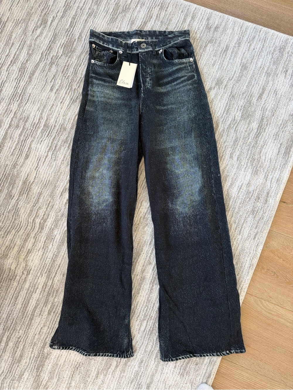 NWT Elan Joy Sweatpant Jeans in Dark Black/Gray Wash Size M